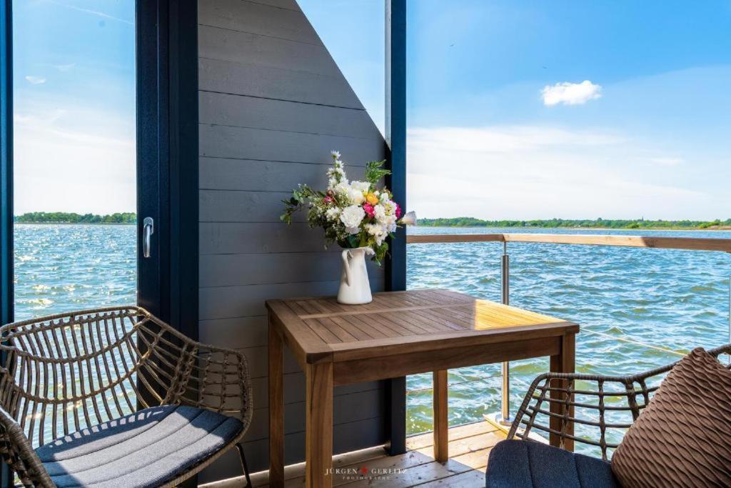 Hausboot Gluecksmomente Mit Dachterrasse In Schleswig Am Ostseefjord Schlei Buitenkant foto